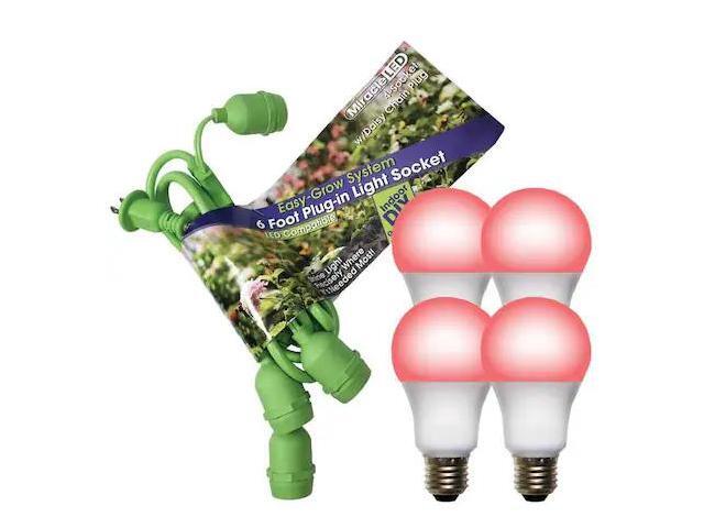 MIRACLE LED 602266 Grow LED Light Cord System 4 Socket & LED Red Spectrum Grow
