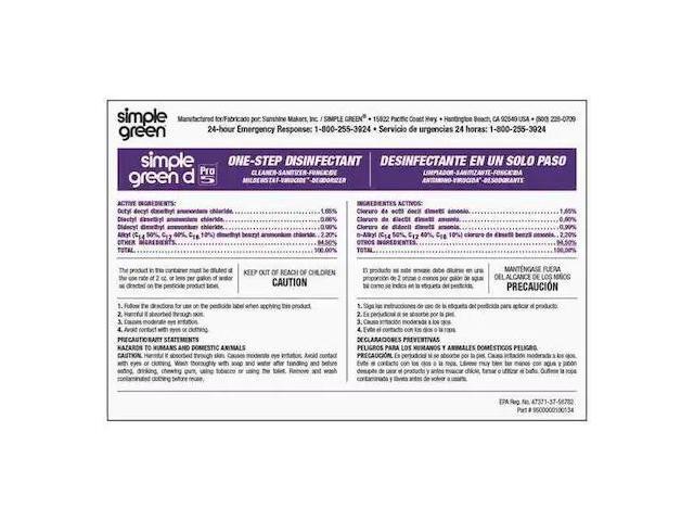 SIMPLE GREEN 9510001000134 Simple Green Secondary Labels, 10 PK