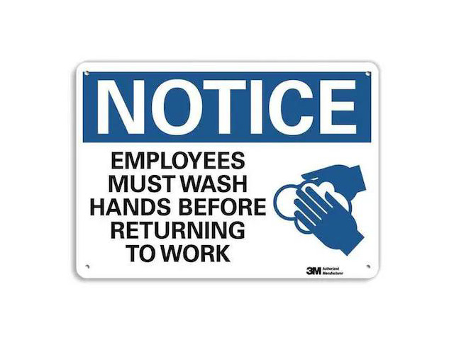 LYLE U1-1045-RA_14X10 Notice, Employees Must Wash Hands Before Returning to