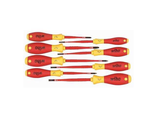 WIHA 32197 Insulated Screwdriver Set, Slotted/Phillips, Square, 8 pcs