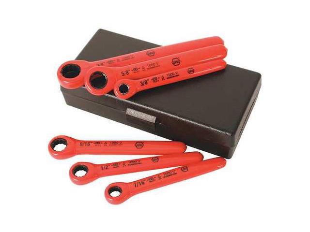 WIHA 21391 Insulatd Box Wrench Set,3/8' to 3/4',6pc