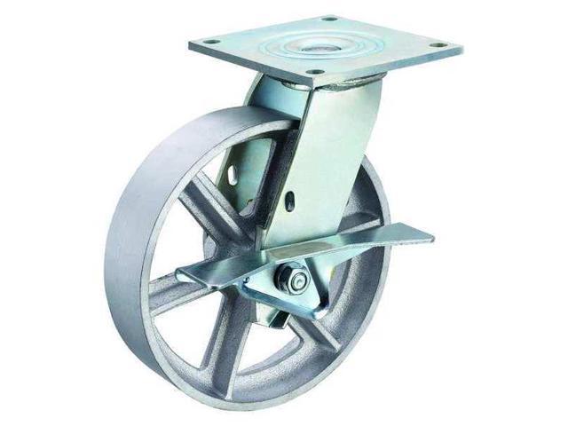 Photos - Other Garden Tools ZORO SELECT P21S-C080R-15-CB Swivel Plate Caster, Cst Irn, 8 in, 1200 lb 1
