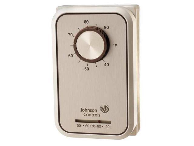 JOHNSON CONTROLS T22JAA-1C Line Voltage Mechanical Thermostat, Cool Only, 40 to