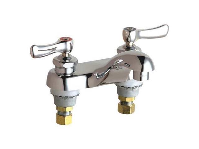 CHICAGO FAUCET 802-VE64ABCP Manual Low Arc Bathroom Faucet, 4' Mount, Polished