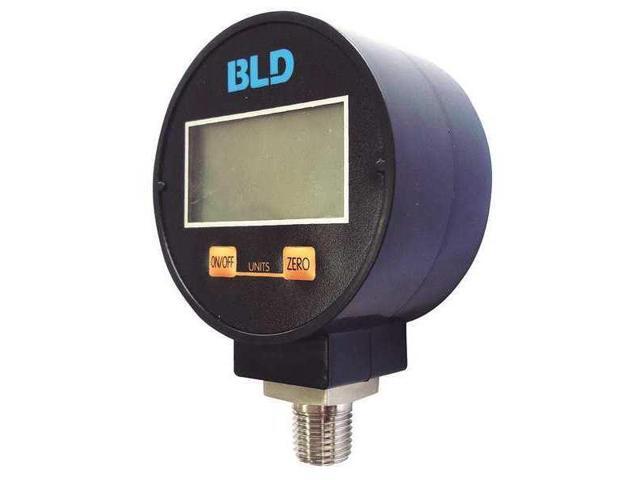 ZORO SELECT 23V727 Digital Pressure Gauge, 0 to 5 psi, 1/4 in MNPT, Plastic,