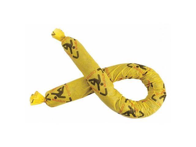BRADY SPC ABSORBENTS CH412 Absorbent Sock, Absorbs 12 gal. PK 12,Yellow