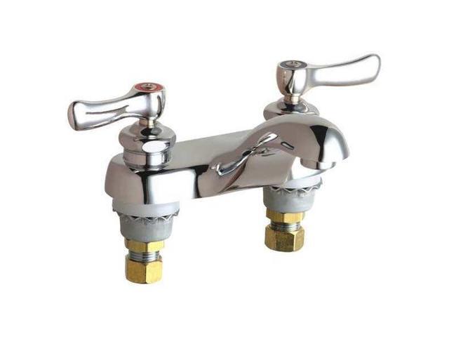 CHICAGO FAUCET 802-E74ABCP Manual Low Arc Bathroom Faucet, 4' Mount, Polished
