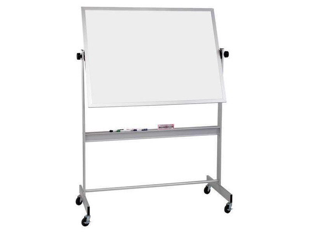 MOORECO 668AF-HH Dry Erase Board, Plastic, 48 in, 60 in, Aluminum Frame, White,