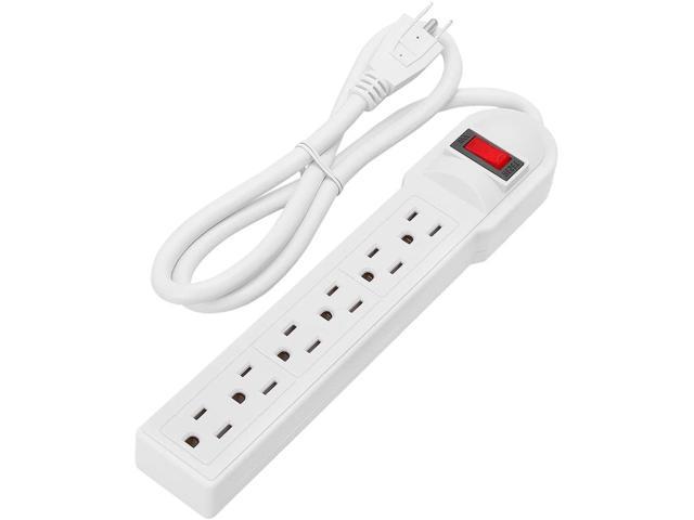 6 Outlet Surge Protector Power Strip With 3Ft Heavy-Duty Power Cord, Indoor Extension Cord For Personal Electronics, Small Appliances. photo