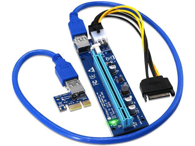 FebSmart PCI-E Riser for Bitcoin-Litecoin-ETH Coin PCIe VER006C 6 PIN 16x to 1x Powered Riser Adapter Card 6-Pin PCI-E to SATA Power Cable-GPU...