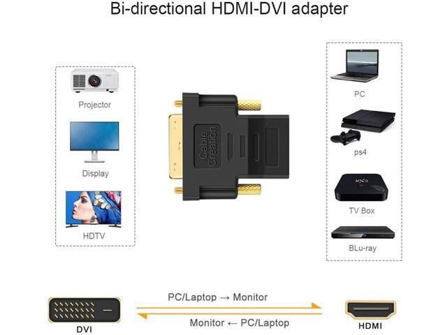 DVI to HDMI Adapter, CableCreation 3-Pack Bi-Directional DVI-D(24+1) Male to HDMI Female Converter,HDMI to DVI Adapter,Support 1080P 3D for...