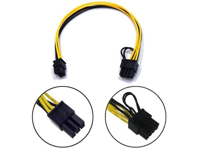Endlesss 6 Pin Male to 8 Pin (6+2) Male PCIe Adapter Power Cable PCI Express Extension Cable 12.5 Inches (2 Pack)