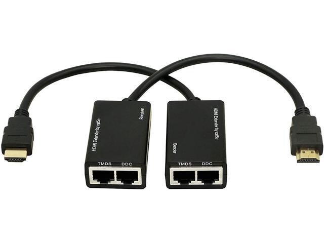 HDMI Extender,HDMI to RJ45 Network Cable Extender Converter Repeater Over Cat 5e / 6 1080p up to 30m Extender for HDTV HDPC PS4 STB 4K 2K (Double...
