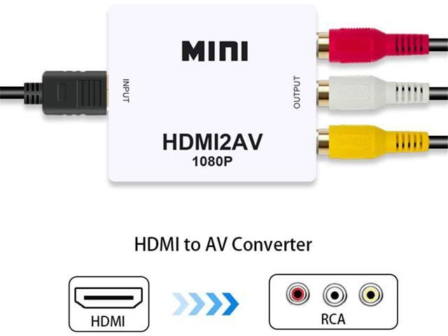 HDMI to AV, TechCode Mini 1080P HDMI to AV Scaler Adapter Supports PAL/NTSC HDMI to RCA AV/CVSB L/R HD Video Converter for PC, Laptop, Xbox, HDTV,...