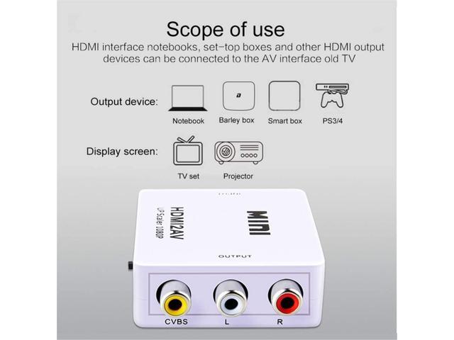 HDMI to AV, TechCode Mini 1080P HDMI to AV Scaler Adapter Supports PAL/NTSC HDMI to RCA AV/CVSB L/R HD Video Converter for PC, Laptop, Xbox, HDTV,...