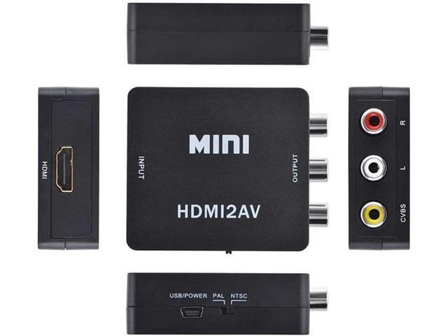 HDMI to RCA Converter, TechCode Mini 1080P HDMI to AV Scaler Adapter Supports PAL/NTSC HDMI to RCA AV/CVSB L/R HD Video Converter for PC, Laptop,...