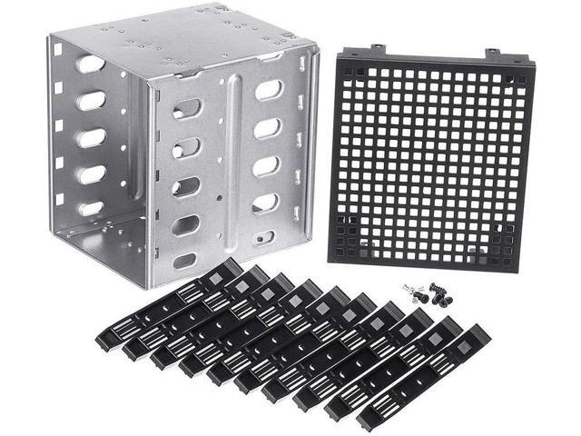 NWHEBET Rack Case 5.25 Inch to 5x3.5 Inch SATA SAS HDD Cage Rack, Hard Driver Tray Caddy with Fan Space,Hard Drive Caddy Internal Bracket Converter...