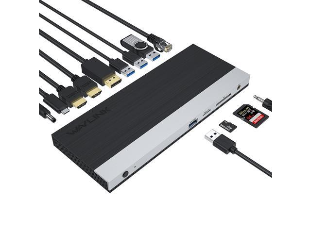WAVLINK USB C Triple 4K@60Hz Display 13 in 1 Laptop Docking Station, 65W PD Charging for Mac OS and Windows, 1xDP & 2xHDMI, 4xUSB-A 3.0 (1.