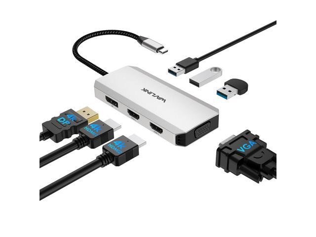 WAVLINK USB C Laptop Docking Station Quad Monitor USB C Hub, Multiport Adapter with Dual 4K HDMI, 4K DP, VGA, 3xUSB2.0, For.