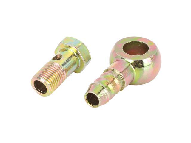 2 Sets 10mm Banjo Hose Barb Bolt Fittings Banjo Bolt Washer Kit Metal for Motorcycle Car