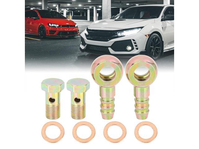 2 Sets 10mm Banjo Hose Barb Bolt Fittings Banjo Bolt Washer Kit Metal for Motorcycle Car
