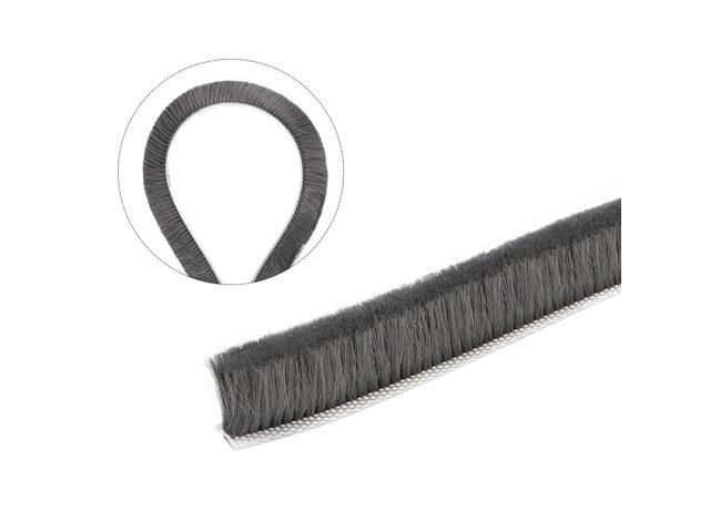 Brush Weather Stripping, Adhesive Felt Door Seal Strip Pile Weatherstrip Door Sweep Brush for Door Window 197Inch L X 0.47 Inch W (5000mm X 12mm)Gray
