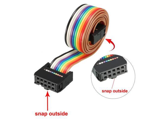 IDC 10 Pins Wire Flat Rainbow Ribbon Cable 48cm 2.54mm Pitch 3pcs