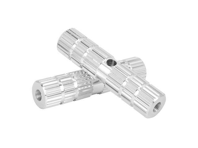 2 Pcs Aluminum Alloy Cylinder Shaped BMX MTB Bike Bicycle Axle Rear Stunt Foot Pegs Footrests Silver Tone