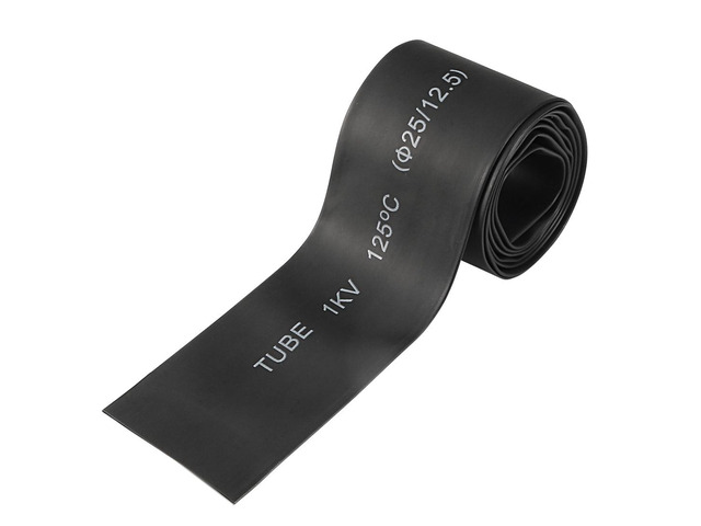 Heat Shink Tubing, 1'(25mm) Dia 41mm Flat Width 2:1 Ratio Shrinkable Tube Cable Sleeve 1m - Black