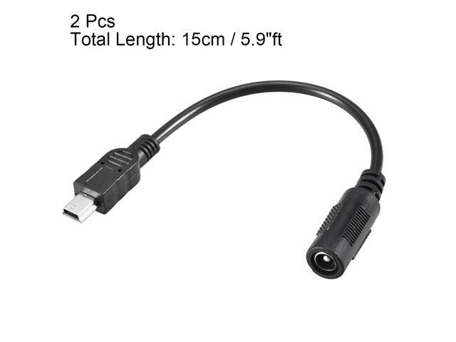 15cm DC Female Power Supply 5.5x2.1mm Adapter to Mini USB Plug Male Cable 2pcs