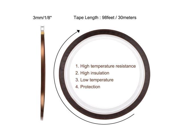 High Temperature Tape 1/8 Inch x 98ft Heat Resistant Sublimation Polyimide Tape for Protecting Circuit Board 250C to 300C