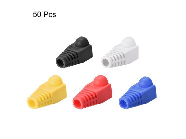 Multi Colour 6mm Hole Dia RJ45 Boots Cover Anti Dust Plastic Protector for Network Cable Cat5 Cat5E Cat6 5in1 50Pcs - image 2