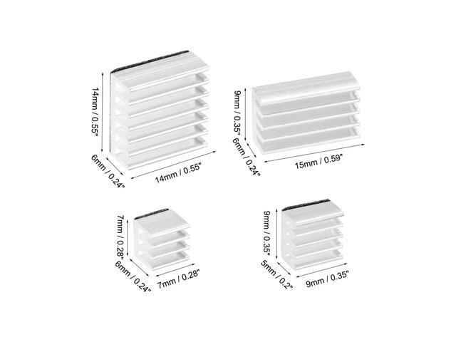 Silver Tone Sticky Aluminum Heatsink for RPI, 1 Set with 4 Kinds Total 4pcs