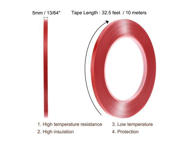13/64 Inch x 32.5Ft Heat Resistant Acrylic Double Sided Adhesive Tape for Touch Screen Repairing 0.5mm Thickness Clear with Red Protect Film
