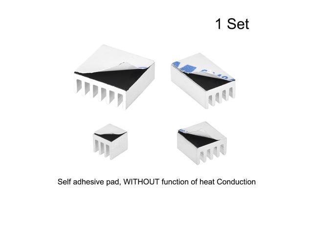 Silver Tone Sticky Aluminum Heatsink for RPI, 1 Set with 4 Kinds Total 4pcs