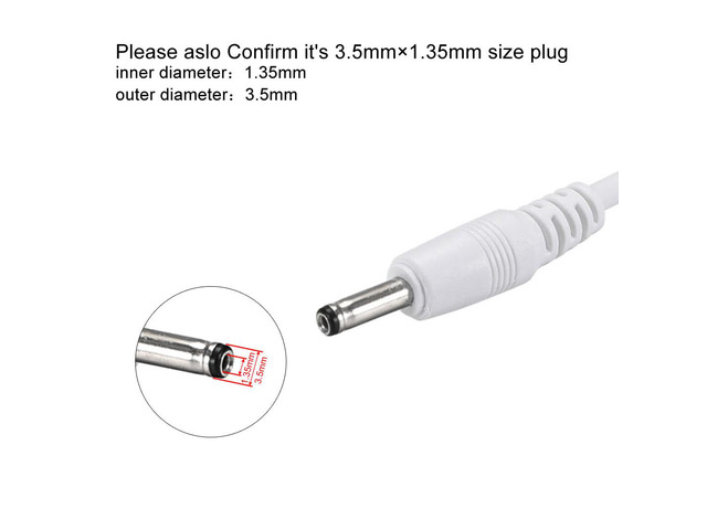 1M DC Male Power Supply 3.5x1.35mm 1A Adapter to USB Plug Male Cable White