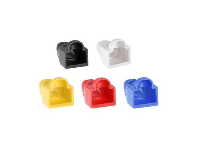 Multi Colour 6mm Hole Dia RJ45 Boots Cover Anti Dust Plastic Protector for Network Cable Cat5 Cat5E Cat6 5in1 50Pcs - image 3