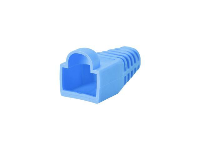 RJ45 Boots Cover Anti Dust Protector for Network Cable Cat5 Cat5E Cat6 6mm Hole Dia Blue Plastic 100Pcs