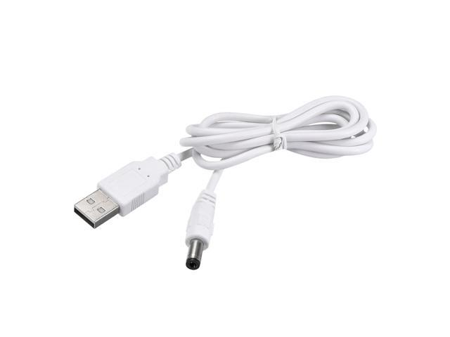 1M DC Male Power Supply 5.5x2.5mm Adapter to USB Plug Male Cable White