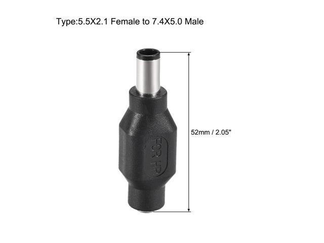 2pcs DC Power Adapter,Female 5.5mmx2.1mm to 7.4mmx5.0mm Male Plug Tips, Input DC Plug Connector with Resistance Black