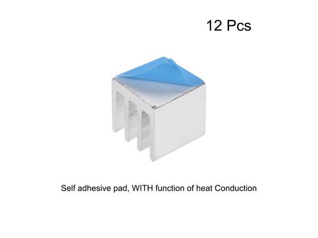 10x10x10mm Silver Tone Aluminum Heatsink Thermal Adhesive Pad Cooler for Cooling 3D Printers 12Pcs