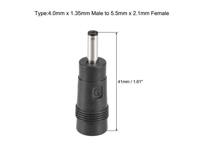 DC Power Adapter,Female 5.5mmx2.1mm to 4.0mmx1.35mm Male Plug Tips, Input DC Plug Connector Black