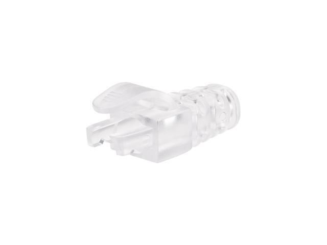 RJ45 Boots Cover Anti Dust Protector for Network Cable CAT5 CAT5e 6.5mm Hole Dia Transparent Plastic 50Pcs