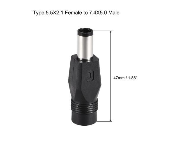 10pcs DC Power Adapter,Female 5.5mmx2.1mm to 7.4mmx5.0mm Male Plug Tips, Input DC Plug Connector Black