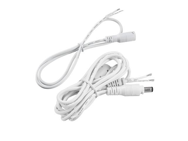 2.1M/6.9FT 5.5mm x 2.1mm Male Plug DC Power Adapter Cable Cord White