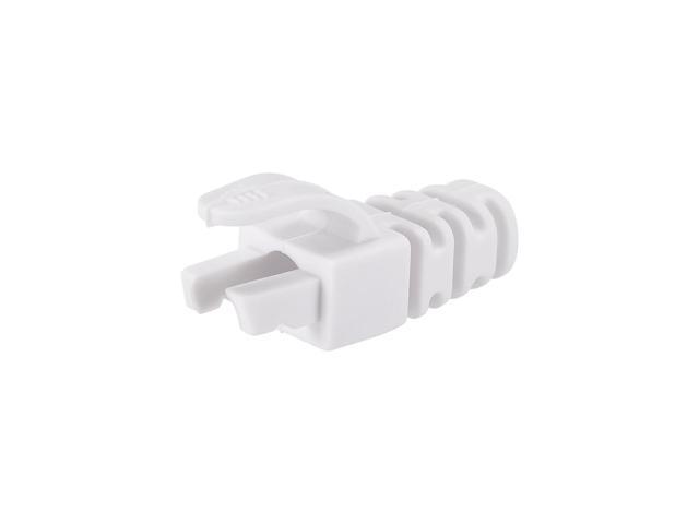 RJ45 Boots Cover Anti Dust Protector for Network Cable CAT5 CAT5e 6.5mm Hole Dia White Plastic 50Pcs