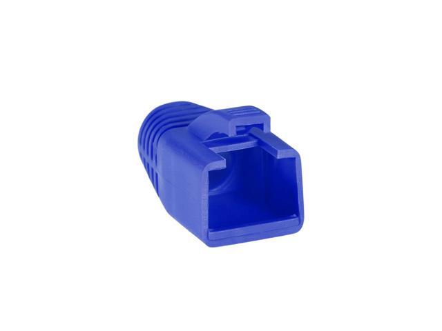RJ45 Boots Cover Anti Dust Protector for Network Cable CAT6 CAT7 7mm Hole Dia Blue Plastic 50Pcs