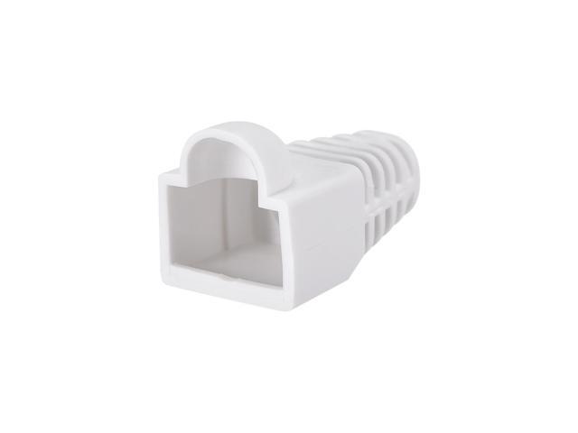 RJ45 Boots Cover Anti Dust Protector for Network Cable Cat5 Cat5E Cat6 6mm Hole Dia White Plastic 20Pcs