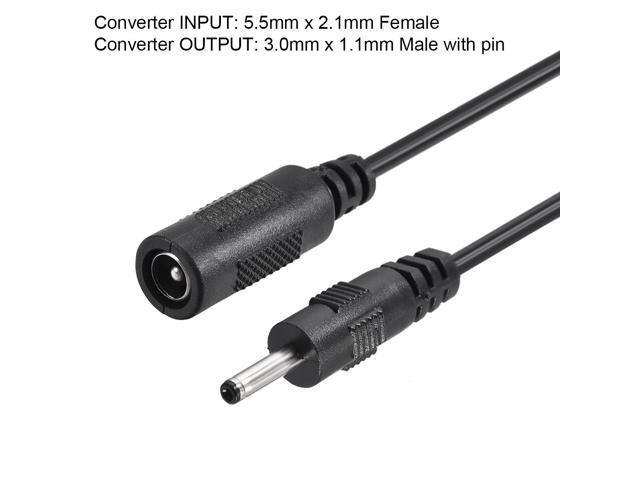 Tip Adapter Connector Converter 5.5x2.1mm to 3.0x1.1mm 20cm DC Power Connect 2pcs