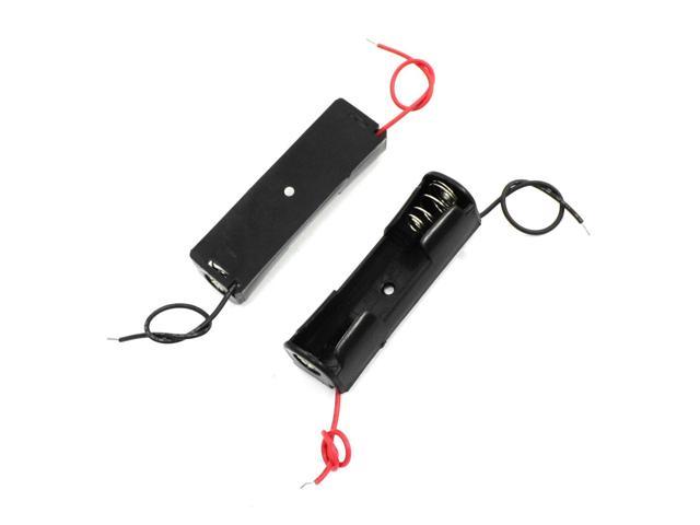 Photos - Power Tool Battery Unique Bargains 2pcs 3.1' Wire Leads Black Plastic Battery Case Slot Holder 1x1.5VAA a1308 